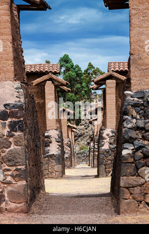 Wall temple de Wiracocha, Raqchi, Pérou Banque D'Images