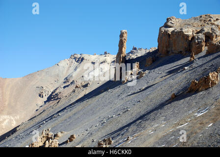 Le paysage de montagnes arides de la télécommande Damodar Himal Mustang dans la région du Népal une zone d'abord visité par Bill Tilman Banque D'Images