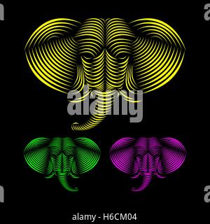 Art éléphant ,ligne animal ,vector illustration Illustration de Vecteur