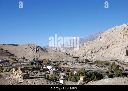 Le village de Tangge Damodar Himal dans la région du Népal Banque D'Images