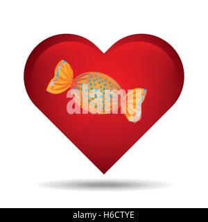 Coeur cartoon candy sweet et des points bleus icône concevoir vector illustration Illustration de Vecteur