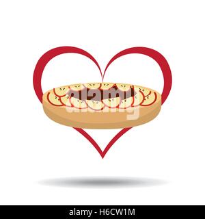 Dessin animé coeur gâteau pommes et le chocolat sucré icône concevoir vector illustration Illustration de Vecteur