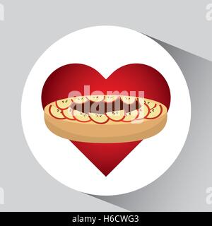 Dessin animé coeur gâteau pommes et le chocolat sucré icône concevoir vector illustration Illustration de Vecteur