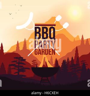 Jardin BBQ party Poster - Vector Illustration Illustration de Vecteur