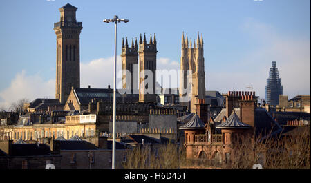 Park Circus west Glasgow skyline de garnethill plate-forme d'observation les tours et l'université de Glasgow réveil Banque D'Images