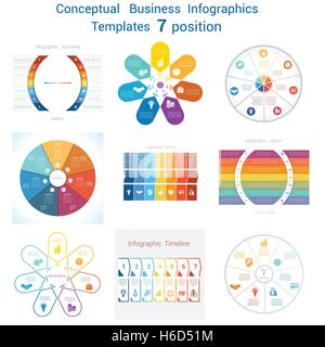 Des modèles vecteur conceptuel processus cyclique d'infographies pour sept postes zone de texte Illustration de Vecteur
