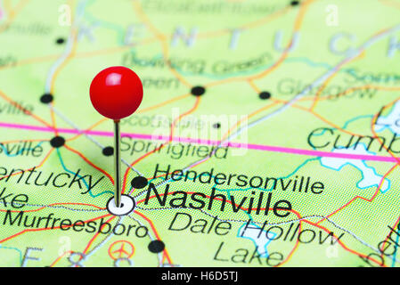 Nashville sur une carte de New York, USA Banque D'Images