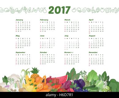 calendrier 2017 Illustration de Vecteur