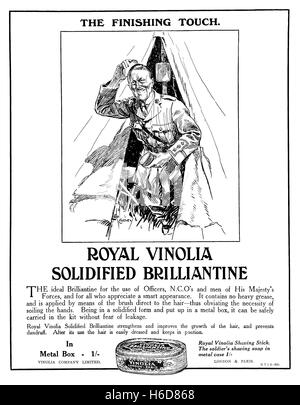 1917 La publicité pour Royal Vinolia a solidifié la Brillantine Banque D'Images