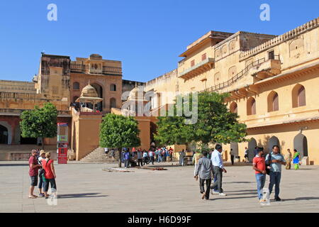 Jaleb Chowk, Amer (ou orange) Fort, Amer, Jaipur, Rajasthan, Inde, sous-continent indien, en Asie du Sud Banque D'Images