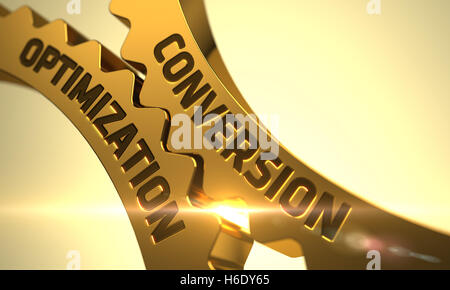 Optimisation de la conversion sur les pignons métalliques or Cog. 3D. Banque D'Images