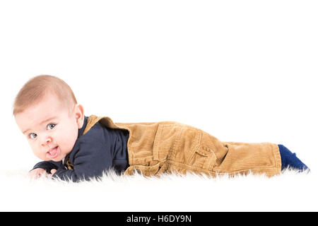 Belle Blue Eyed baby isoler en blanc Banque D'Images