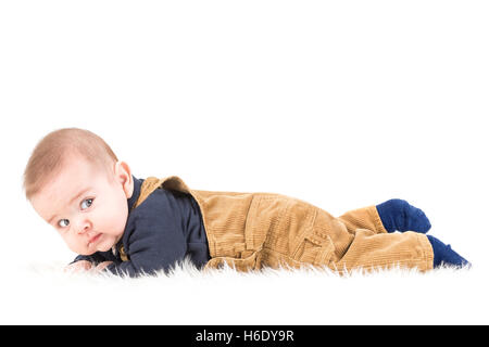 Belle Blue Eyed baby isoler en blanc Banque D'Images