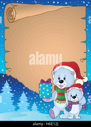 Parchemin avec ours de Noël Thème 2 - eps10 vector illustration. Illustration de Vecteur