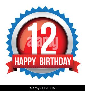 Douze ans joyeux anniversaire ruban badge Illustration de Vecteur