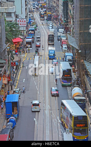 Scène de rue Des Voeux Road Hong Kong Island Banque D'Images