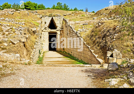 La Tombe de Clytemnestre, l'épouse du roi Agamemnon, le chef des Grecs contre les Troyens dans la guerre de Troie, Mycènes Banque D'Images