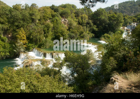 L'Europe, la Croatie, le Parc National de Krka, les chutes de Krka Banque D'Images