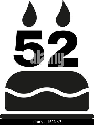 Le gâteau d'anniversaire avec des bougies en forme de numéro 52. Symbole d'anniversaire. Télévision Vector illustration Illustration de Vecteur