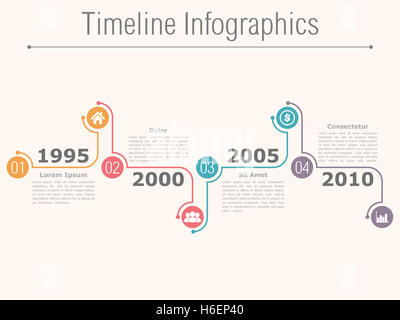 Modèle de conception de l'axe de l'infographie avec des nombres, icônes, les dates et lieu de votre texte Banque D'Images