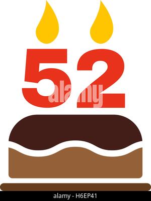 Le gâteau d'anniversaire avec des bougies en forme de numéro 52. Symbole d'anniversaire. Télévision Vector illustration Illustration de Vecteur