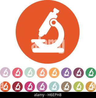 L'icône du microscope. La médecine et de la recherche, de la science de laboratoire, symbole. Télévision Vector illustration. Bouton Set Illustration de Vecteur