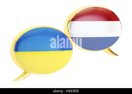 Les bulles, Ukrainian-Dutch concept de traduction. Le rendu 3D Banque D'Images