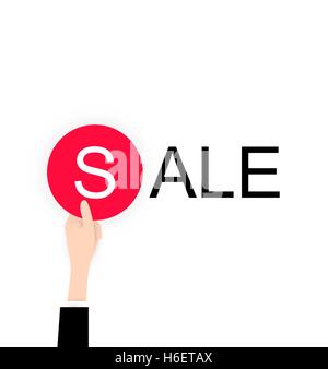 Télévision blanc Hand holding sale label pour le black friday. Icône vecteur pour web ou app. L'infographie. Réduction pour les affaires. Illustration de Vecteur