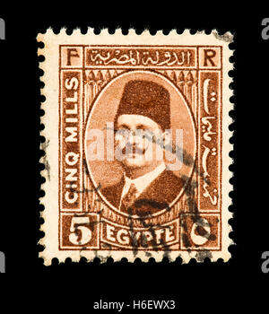 Timbre-poste représentant le roi Farouk d'Egypte. Banque D'Images