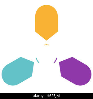 Modèle pour l'infographie 3 positions, flèches de couleur disposés en cercle, pointant à l'intérieur du cercle. Banque D'Images