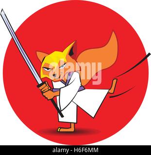 Fox Ninja Character Design Illustration de Vecteur