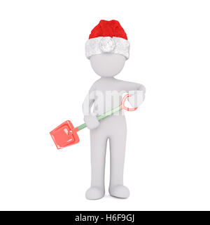 La figure humaine en rendu 3D L'article en maintenant un peu de vert et rouge pelle en plastique dans les deux Banque D'Images