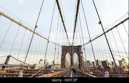 Vue de la ville de Broklyn vu depuis le pont de Brooklyn. Banque D'Images