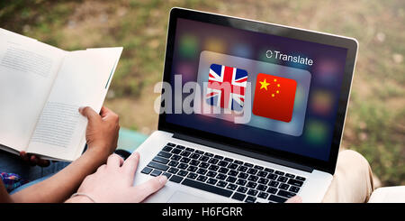 Langues Traduction anglais chinois Concept Application Banque D'Images