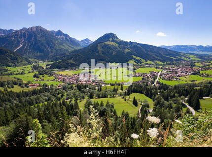 Bad Oberdorf et Bad Hindelang, Imberger Horn, Ostrachtal, Oberallgäu, Allgäu, souabe, Bavière, Allemagne Banque D'Images