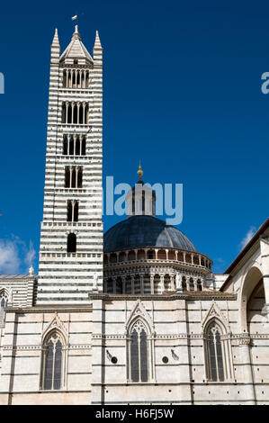 Duomo Santa Maria Assunta Cathedral, Campanile, Sienne, UNESCO World Heritage Site, Toscane, Italie, Europe Banque D'Images