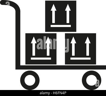 Le chariot d'entrepôt avec des cases icône. Livraison et expédition, logistique, transport symbole. Télévision Vector illustration Illustration de Vecteur