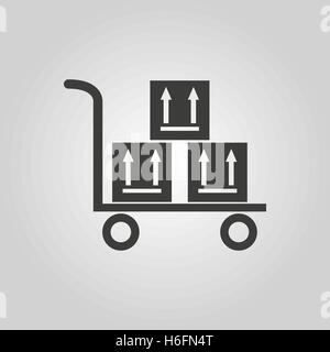 Le chariot d'entrepôt avec des cases icône. Livraison et expédition, logistique, transport symbole. Télévision Vector illustration Illustration de Vecteur