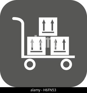 Le chariot d'entrepôt avec des cases icône. Livraison et expédition, logistique, transport symbole. Télévision Vector illustration. Button Illustration de Vecteur