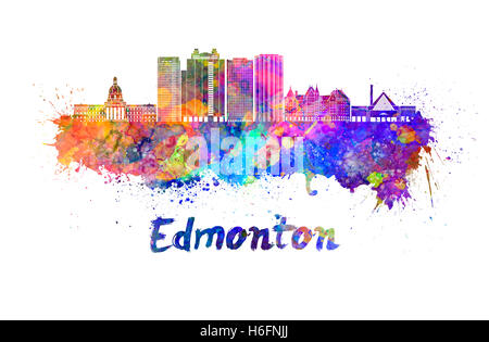 Edmonton, en éclaboussures aquarelle with clipping path Banque D'Images