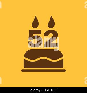 Le gâteau d'anniversaire avec des bougies en forme de numéro 52. Symbole d'anniversaire. Télévision Vector illustration Illustration de Vecteur