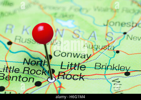 Little Rock sur une carte de l'Arkansas, Usa Banque D'Images