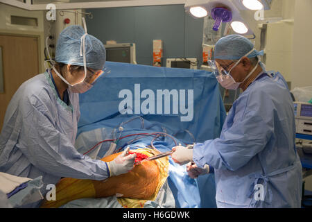 Opération de remplacement total de la hanche dans un théâtre d'hôpital Banque D'Images