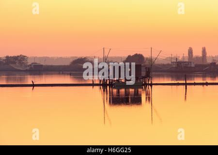 Valli di Comacchio coucher de Ferrare Émilie-romagne Banque D'Images