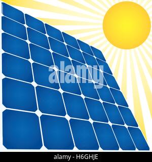 L'icône de l'énergie solaire. Panneau solaire et soleil. Illustration de Vecteur