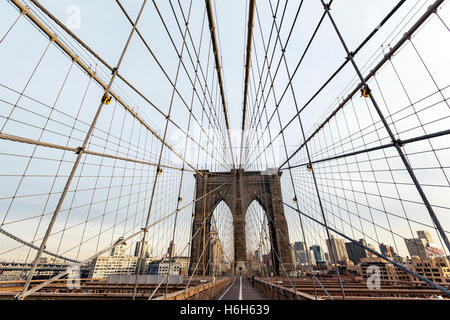 Vue de la ville de Broklyn vu depuis le pont de Brooklyn. Banque D'Images