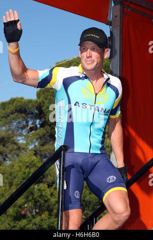 Lance Armstrong à son retour, le Tour Down Under 2009 à Adélaïde en Australie Banque D'Images