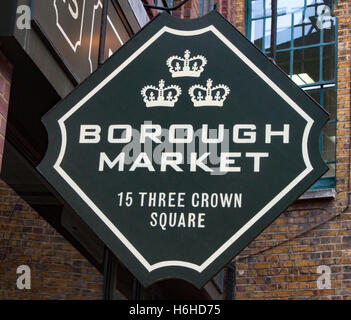 Hanging sign in Borough Market à Southwark, près de London Bridge Banque D'Images