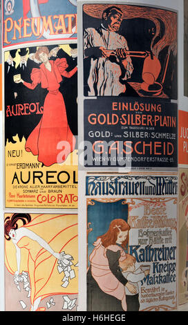 Affiche Art Nouveau affichage à MuseumsQuartier de Vienne, Autriche, Europe Banque D'Images