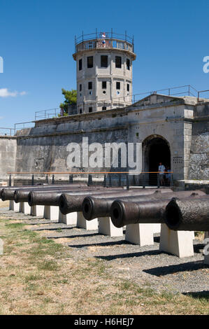 De Canon devant la forteresse, Pula, Istrie, Croatie, Europe Banque D'Images